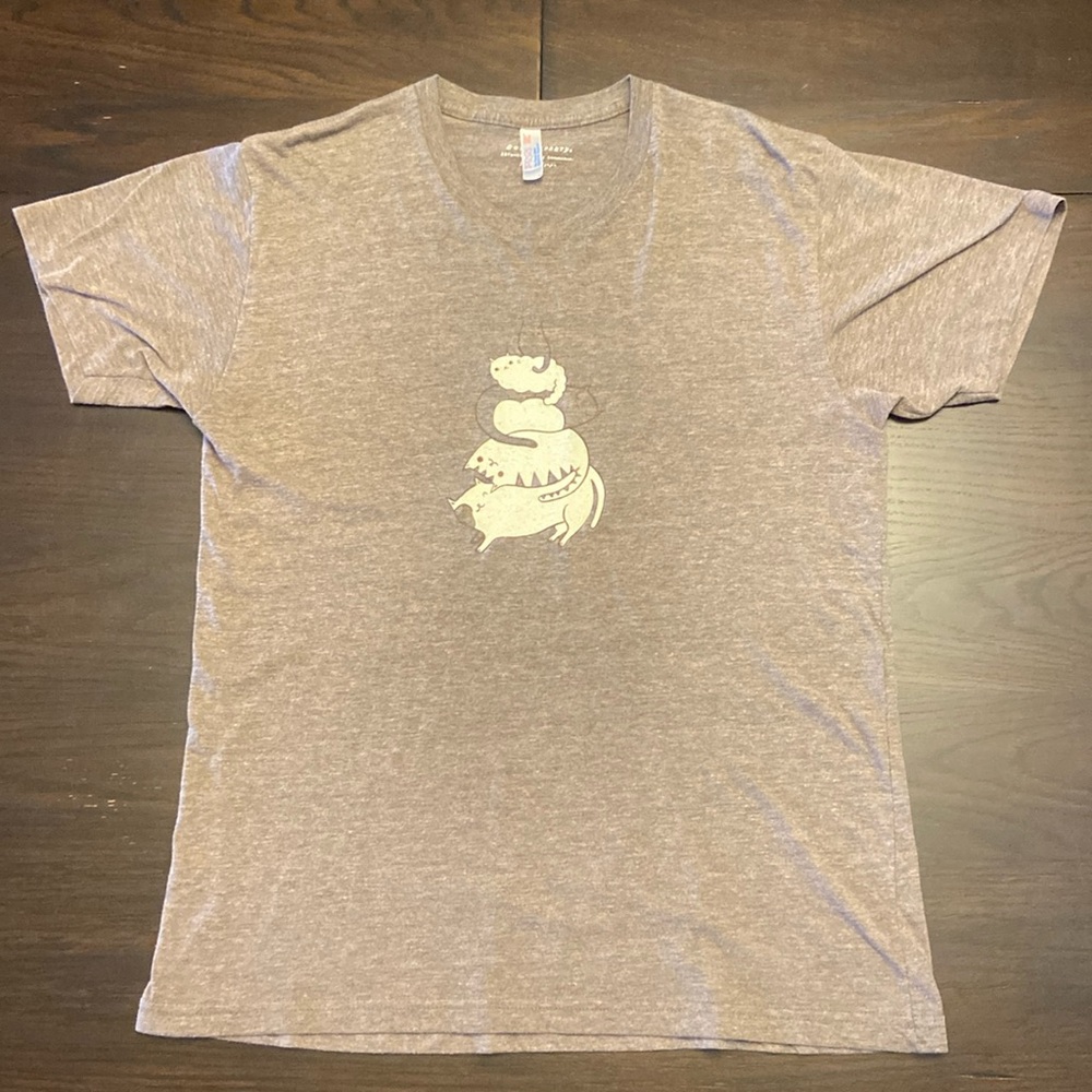 American Apparel T-Shirt - Size Large - Heather Brown - Condition 7/10.